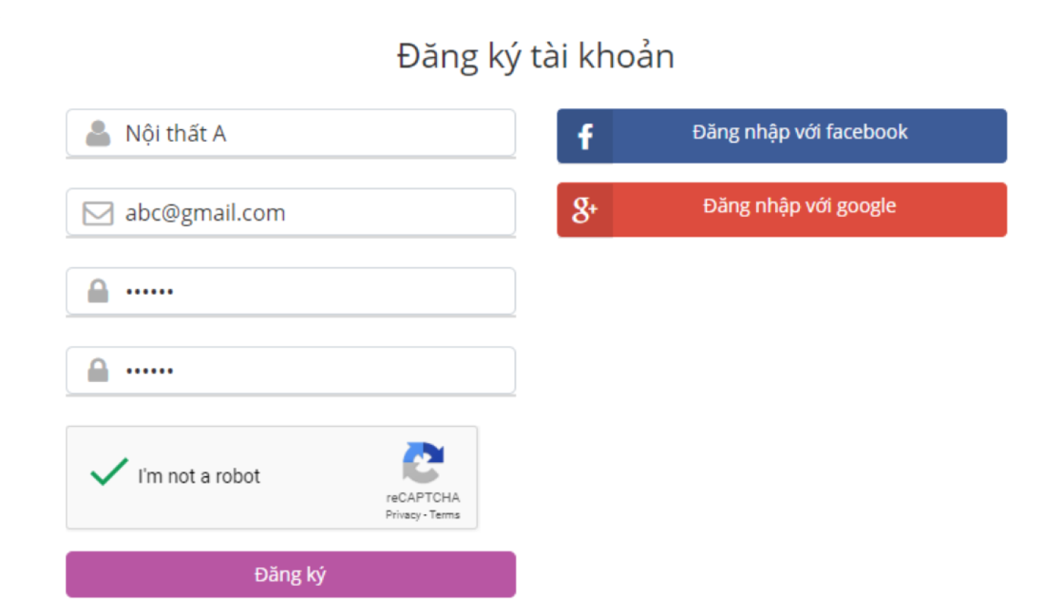 Đăng ký - đăng nhập với Facebook và Google