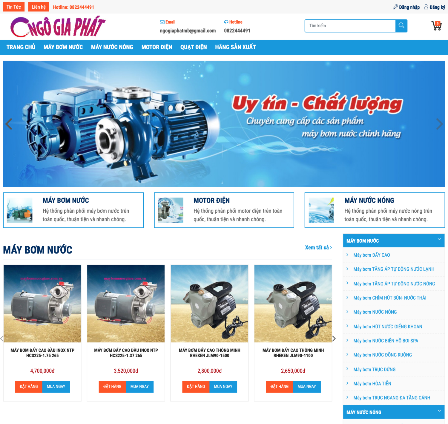 Web bán máy bơm nước giá rẻ